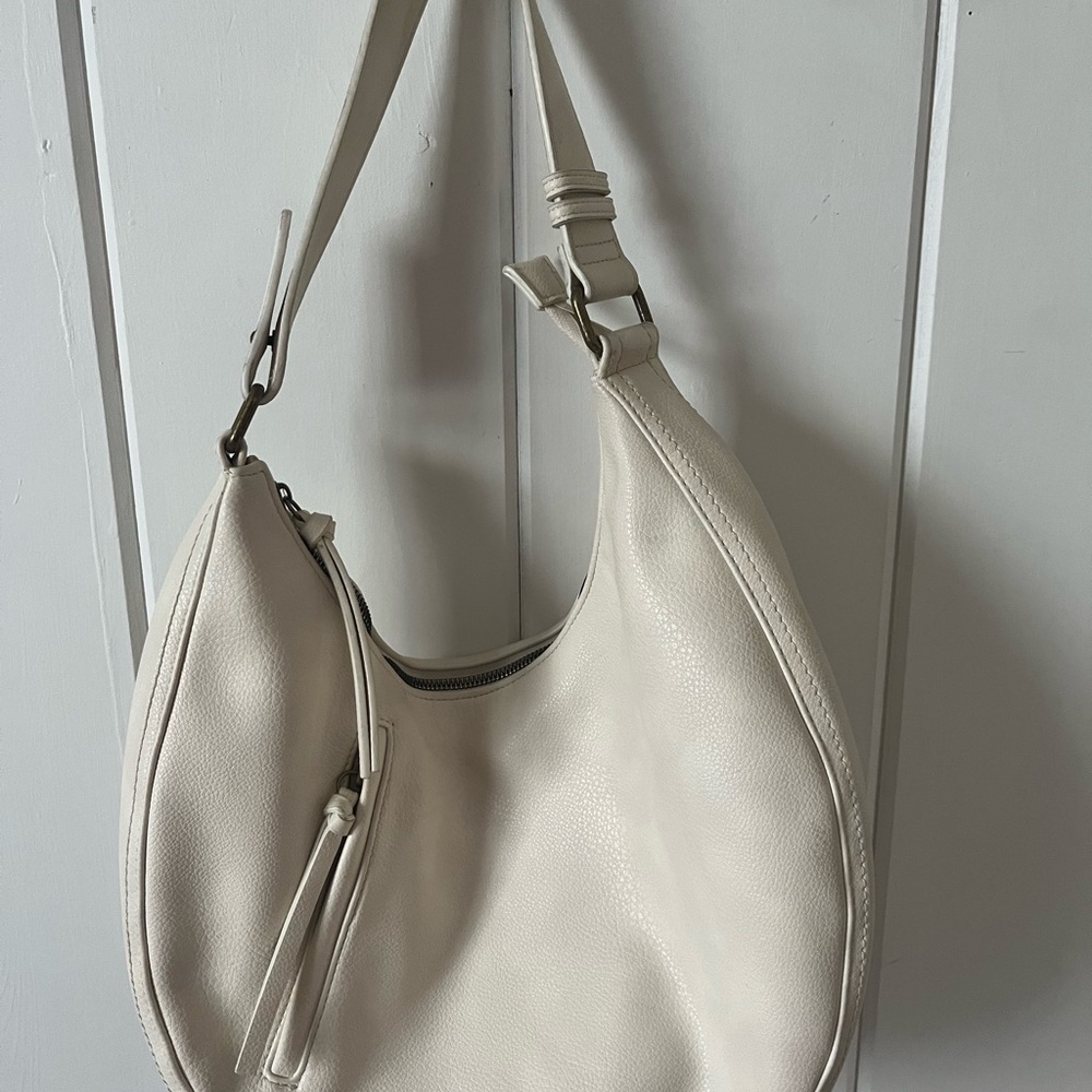 Sonoma White Faux Leather Hobo Bag